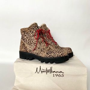 La Montelliana 1965 Claudine Chunky Leopard Print Boots, size 41 (US 10)